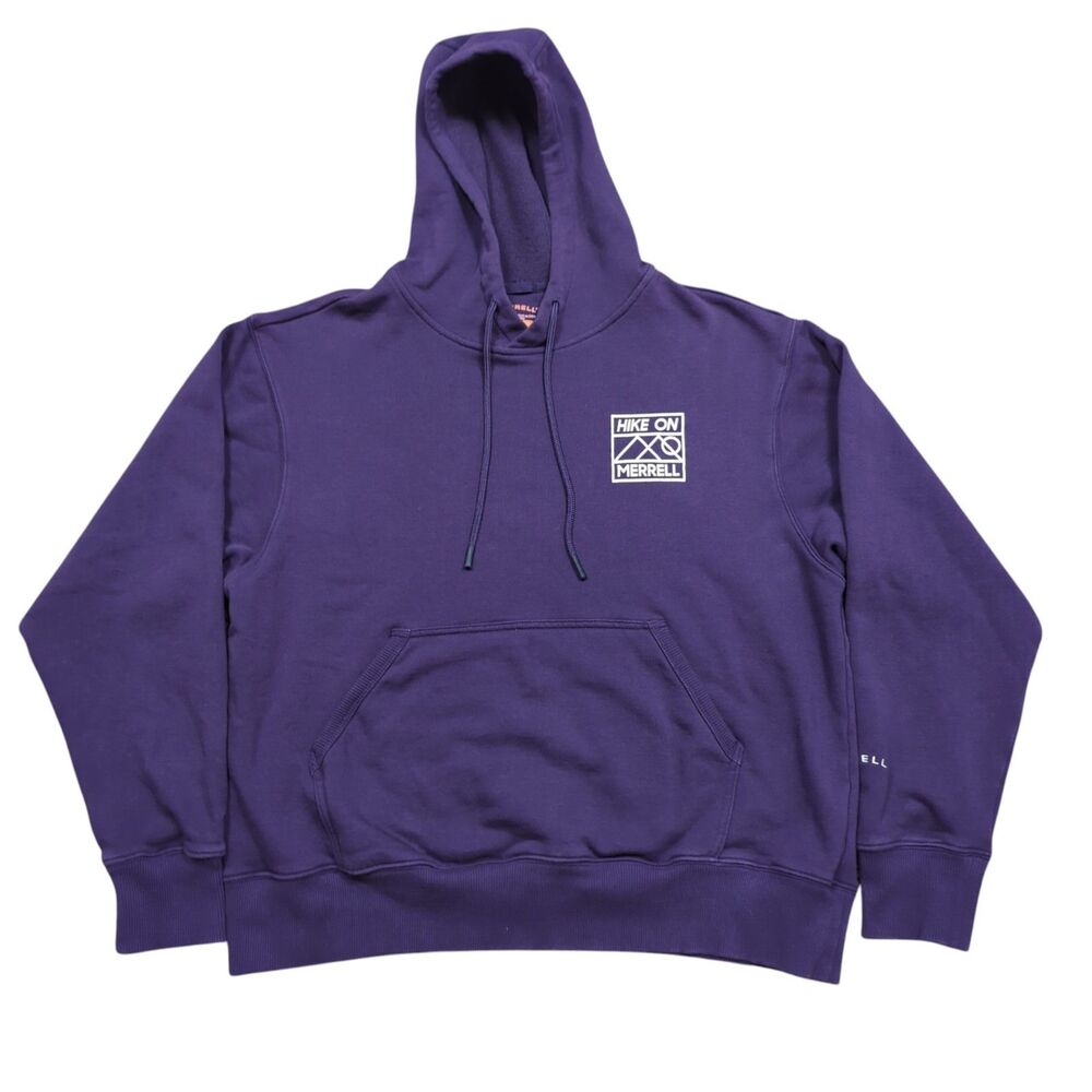 Merrell Hike On Hoodie Size M Medium Chest Graphic Pullover Sweatshirt Purple